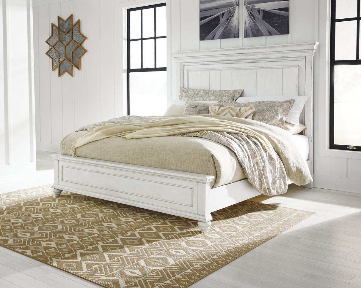 Mega Furniture - Ashley Furniture - Kanwyn Bedroom - Queen Panel Bed / Whitewash - B777B2