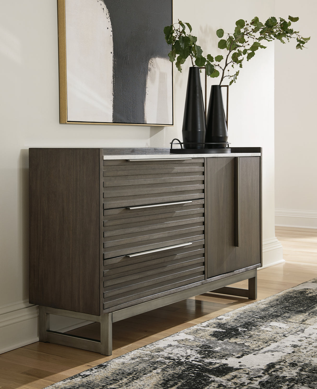 Mega Furniture - Ashley Furniture - Arkenton Bedroom - Dresser / Grayish Brown/White - B786-31