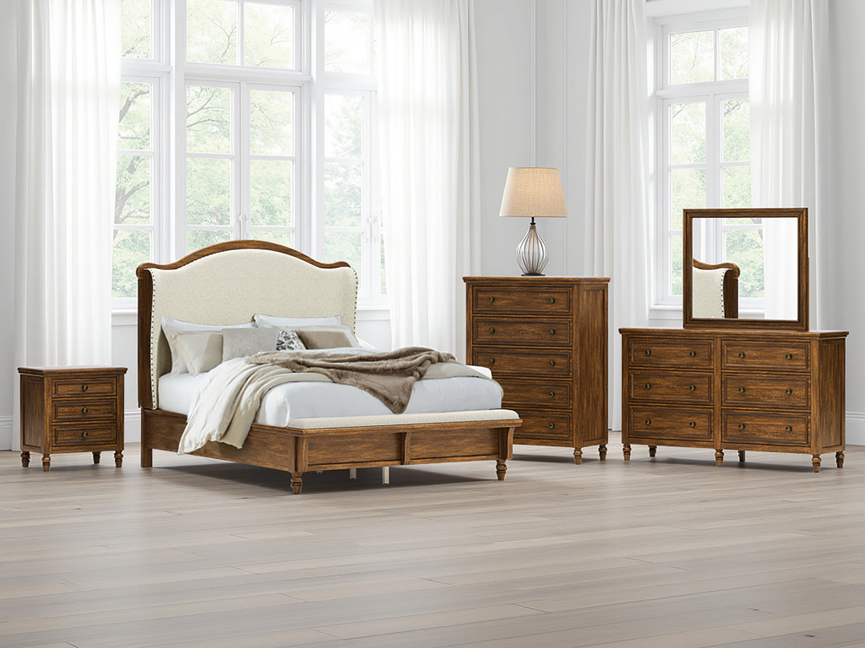 Mega Furniture - Ashley Furniture - Sturlayne Bedroom - Queen Upholstered Panel Bed / Brown - B787B2