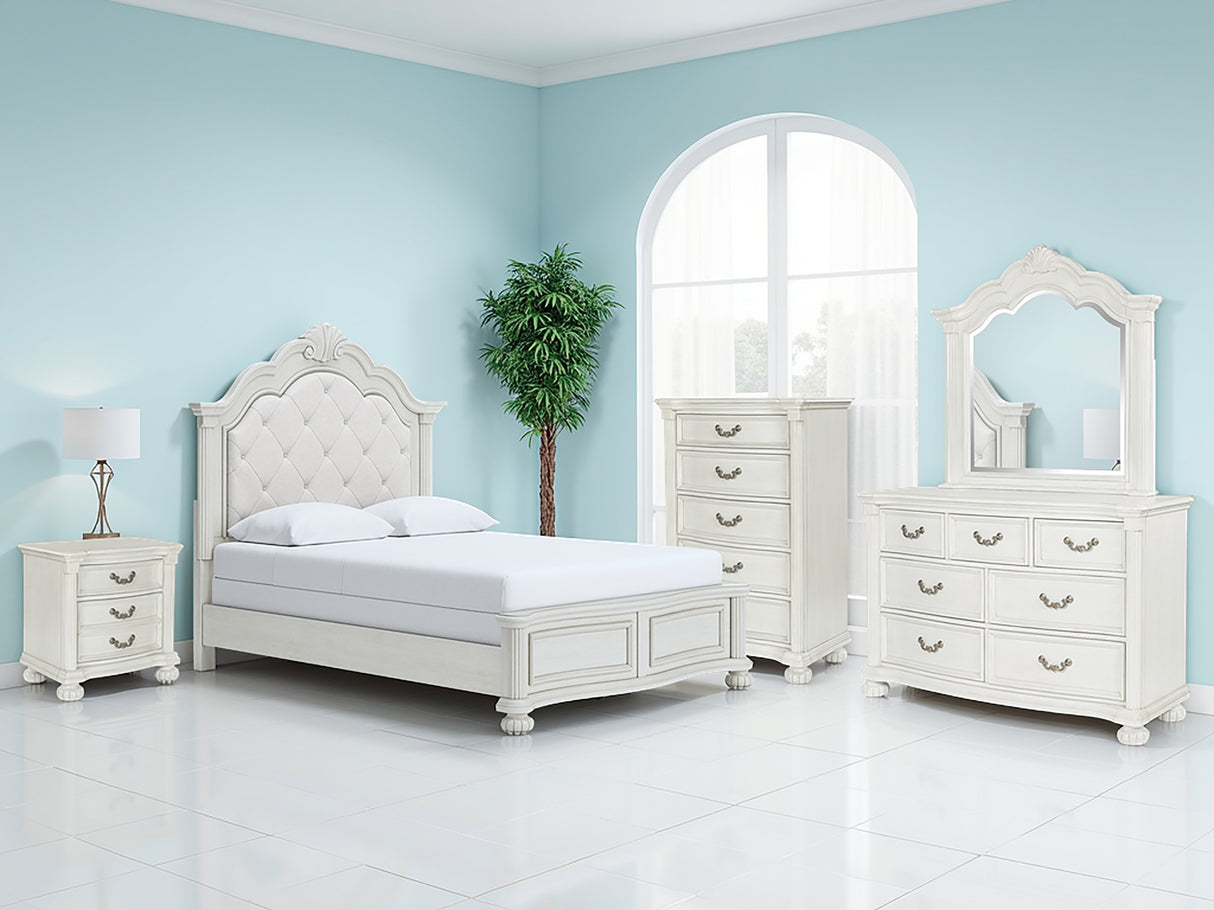 Mega Furniture - Ashley Furniture - Montelaine Bedroom - Queen Upholstered Panel Bed / Antique White - B795B2