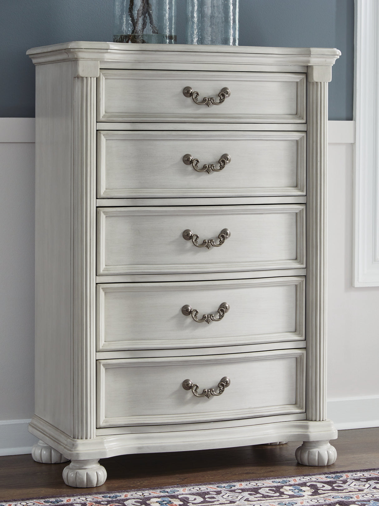 Mega Furniture - Ashley Furniture - Montelaine Bedroom - Five Drawer Chest / Antique White - B795-46