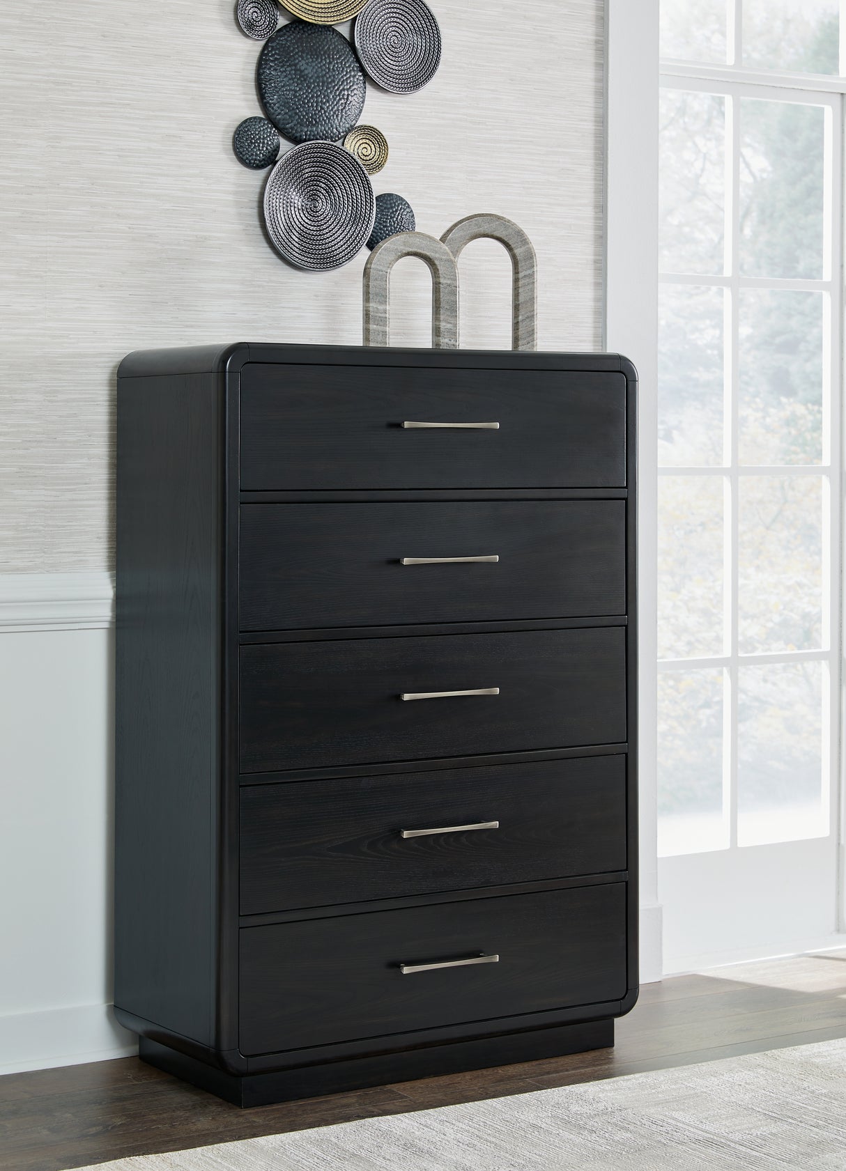Mega Furniture - Ashley Furniture - Rowanbeck Bedroom - Five Drawer Chest / Black - B821-46