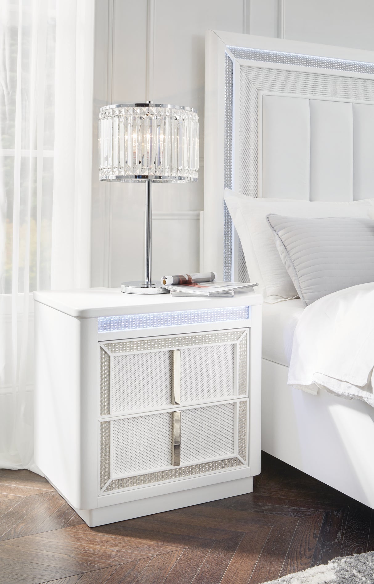 Mega Furniture - Ashley Furniture - Chalanna Bedroom - Two Drawer Night Stand / White - B822-92