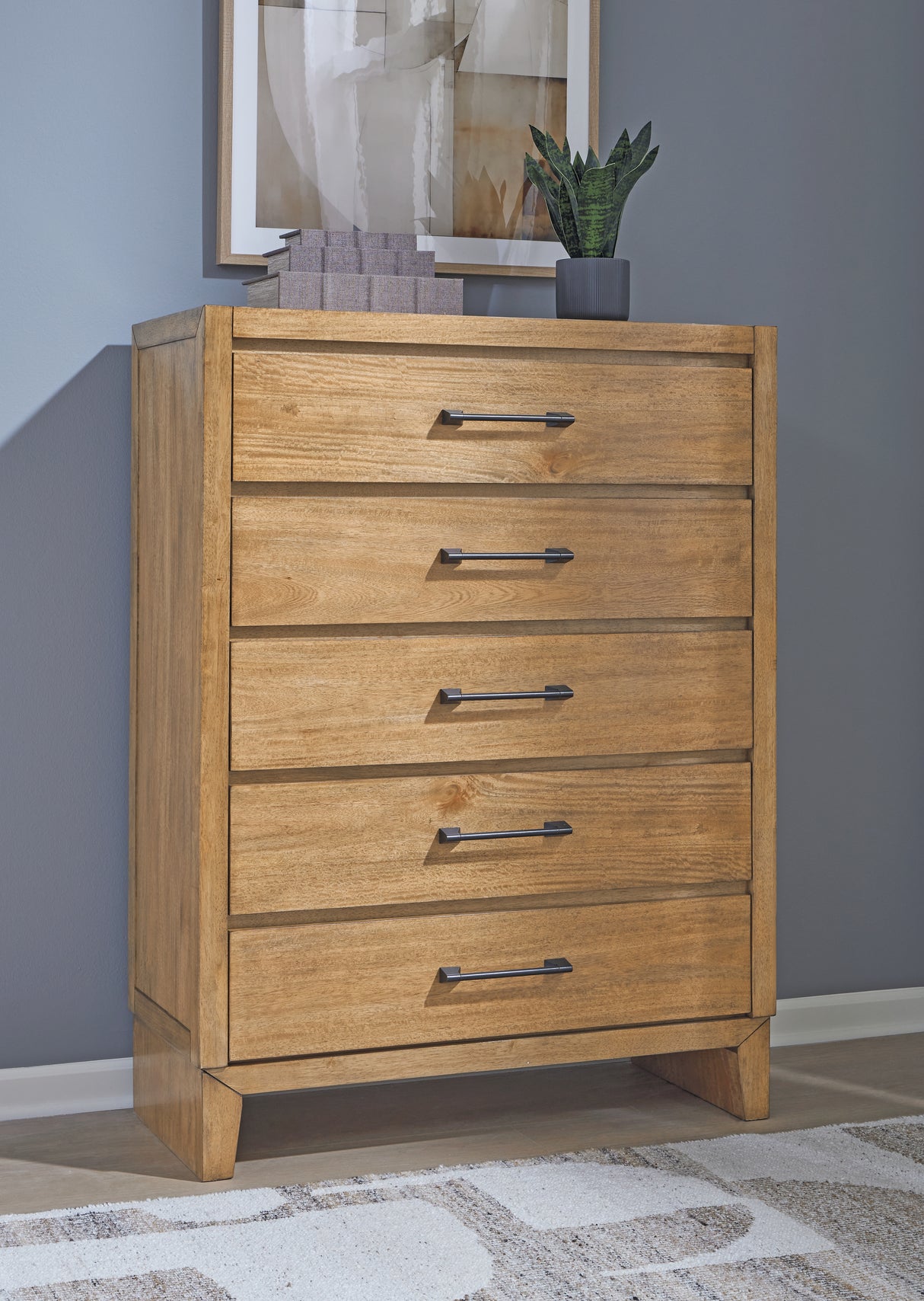 Mega Furniture - Ashley Furniture - Sherbana Bedroom - Five Drawer Chest / Light Brown - B833-46