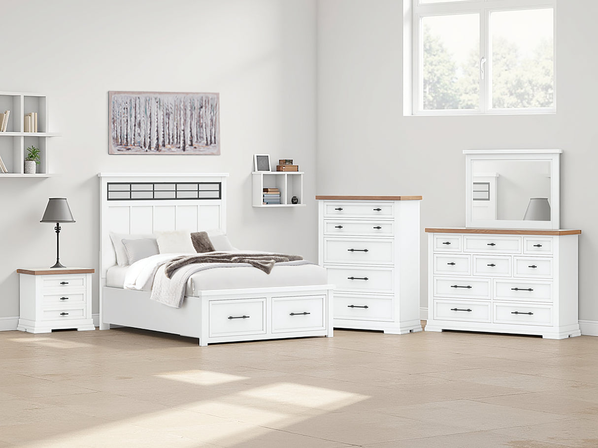 Mega Furniture - Ashley Furniture - Ashbryn Bedroom - Queen Panel Storage Bed / White/Natural - B844B2