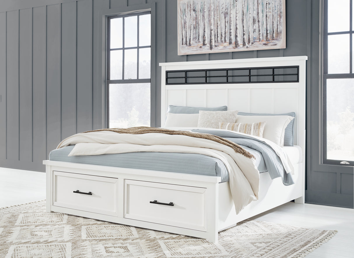 Mega Furniture - Ashley Furniture - Ashbryn Bedroom - King Panel Storage Bed / White/Natural - B844B4