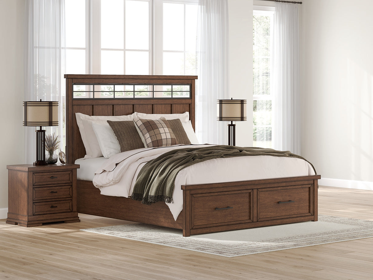 Mega Furniture - Ashley Furniture - Taffenbrook Bedroom - California King Panel Storage Bed / Medium Brown - B849B5