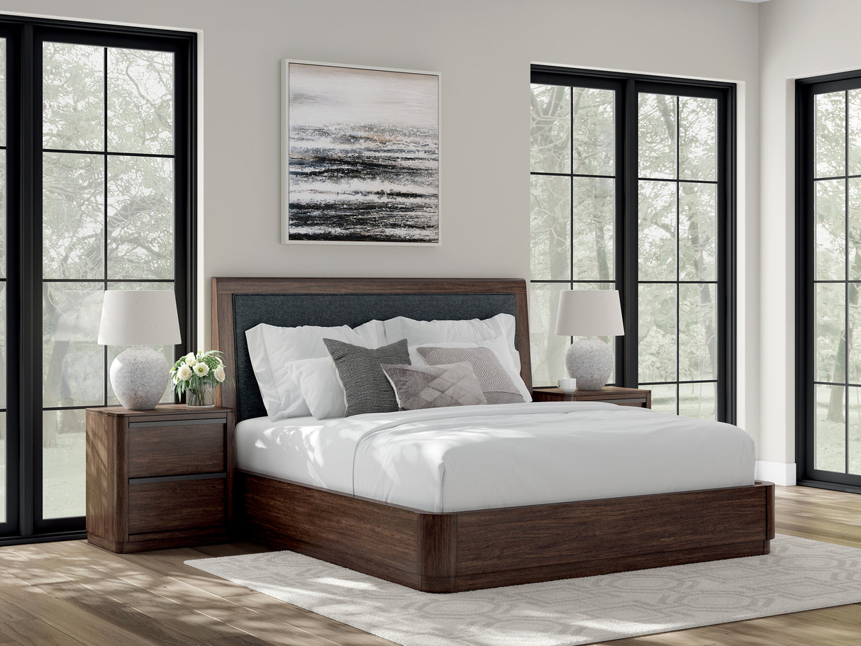 Mega Furniture - Ashley Furniture - Dilenno Bedroom - King Upholstered Panel Bed / Dark Brown - PCB857B8