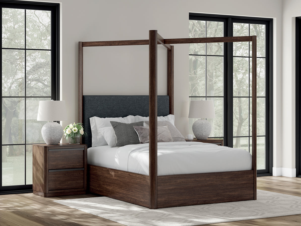 Mega Furniture - Ashley Furniture - Dilenno Bedroom - Queen Canopy Bed / Dark Brown - PCB857B2