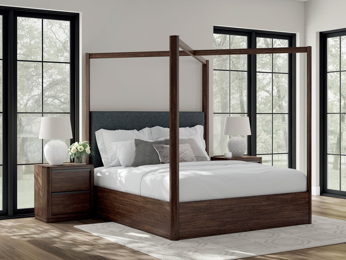 Mega Furniture - Ashley Furniture - Dilenno Bedroom - California King Canopy Bed / Dark Brown - PCB857B7