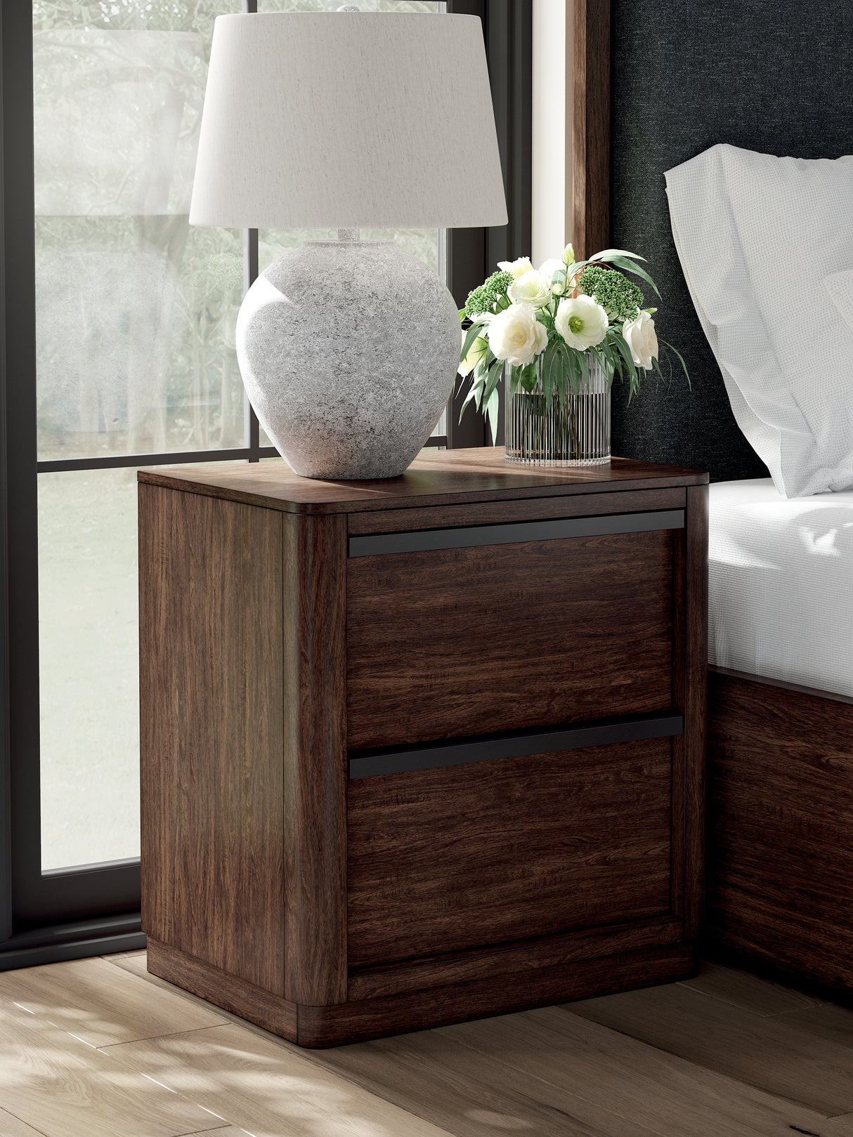 Mega Furniture - Ashley Furniture - Dilenno Bedroom - Two Drawer Night Stand / Dark Brown - PCB857-92