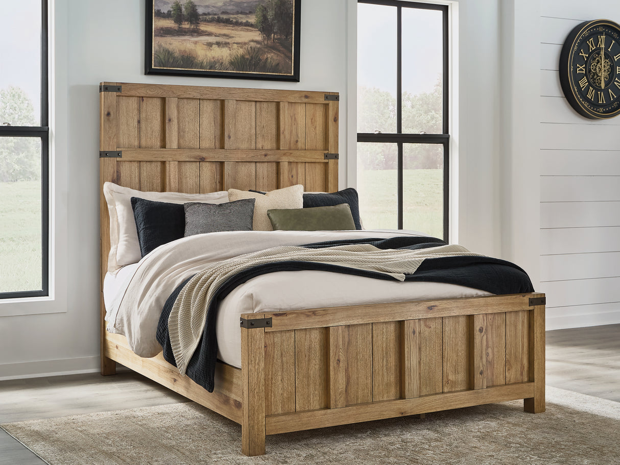 Mega Furniture - Ashley Furniture - Ridgester Bedroom - Queen Panel Bed / Light Brown - B858B2