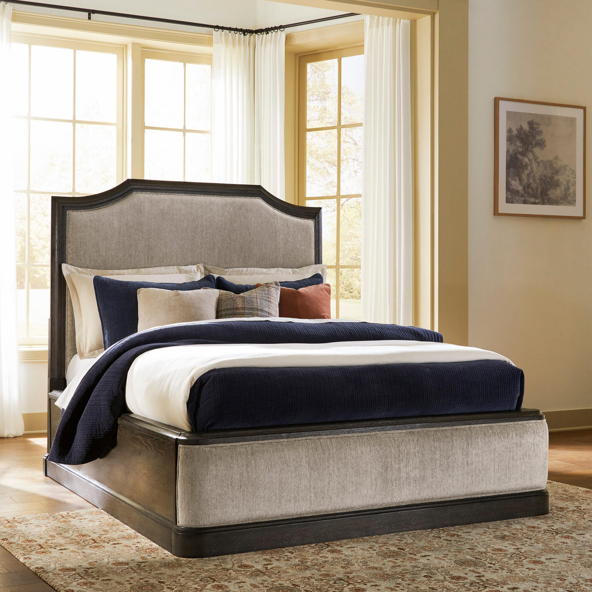 Mega Furniture - Ashley Furniture - Wickenger Bedroom - Queen Upholstered Panel Bed / Dark Brown - PCB889B2