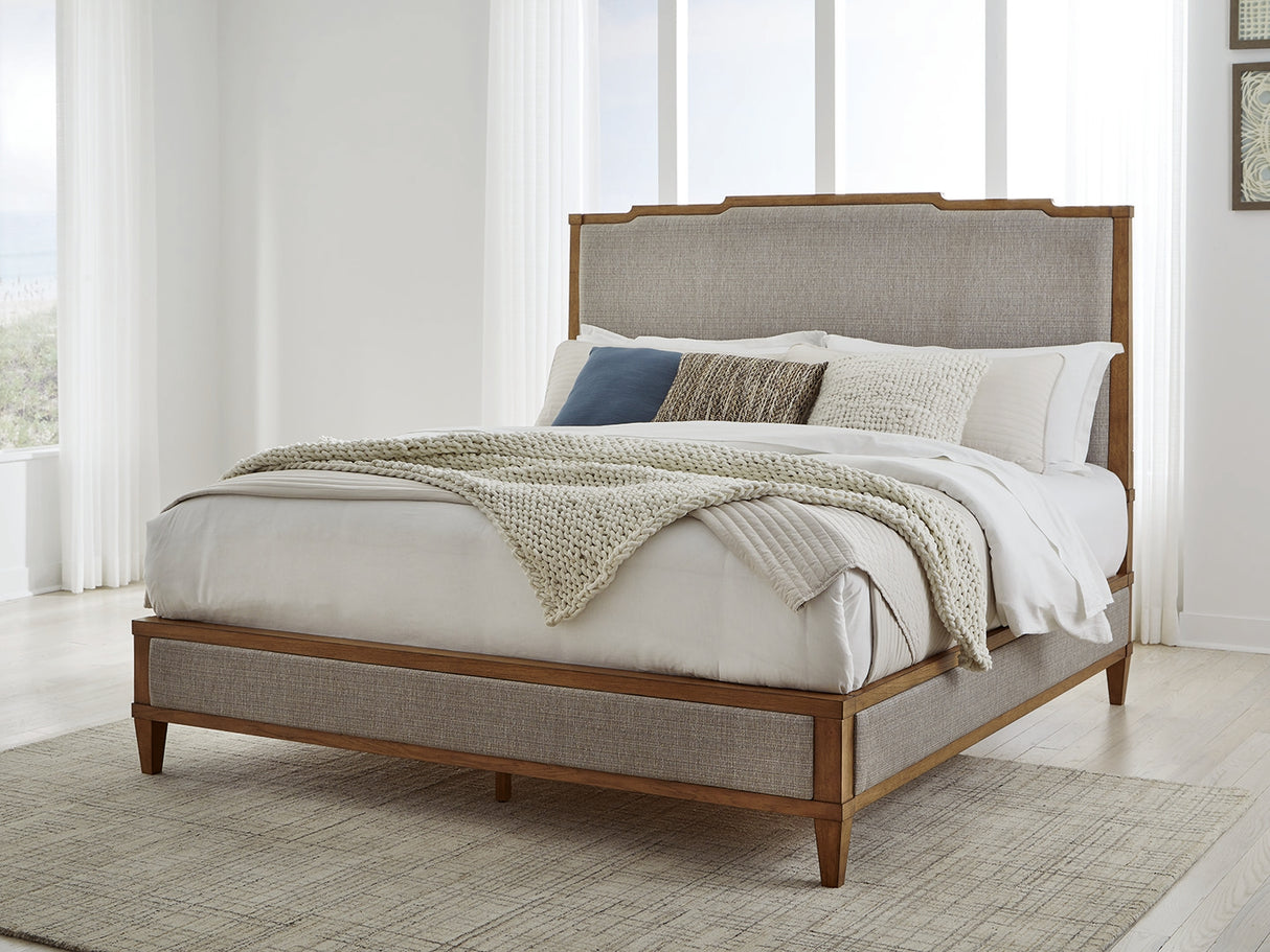 Mega Furniture - Ashley Furniture - Sharlance Bedroom - King Upholstered Panel Bed / Light Brown - B895B6