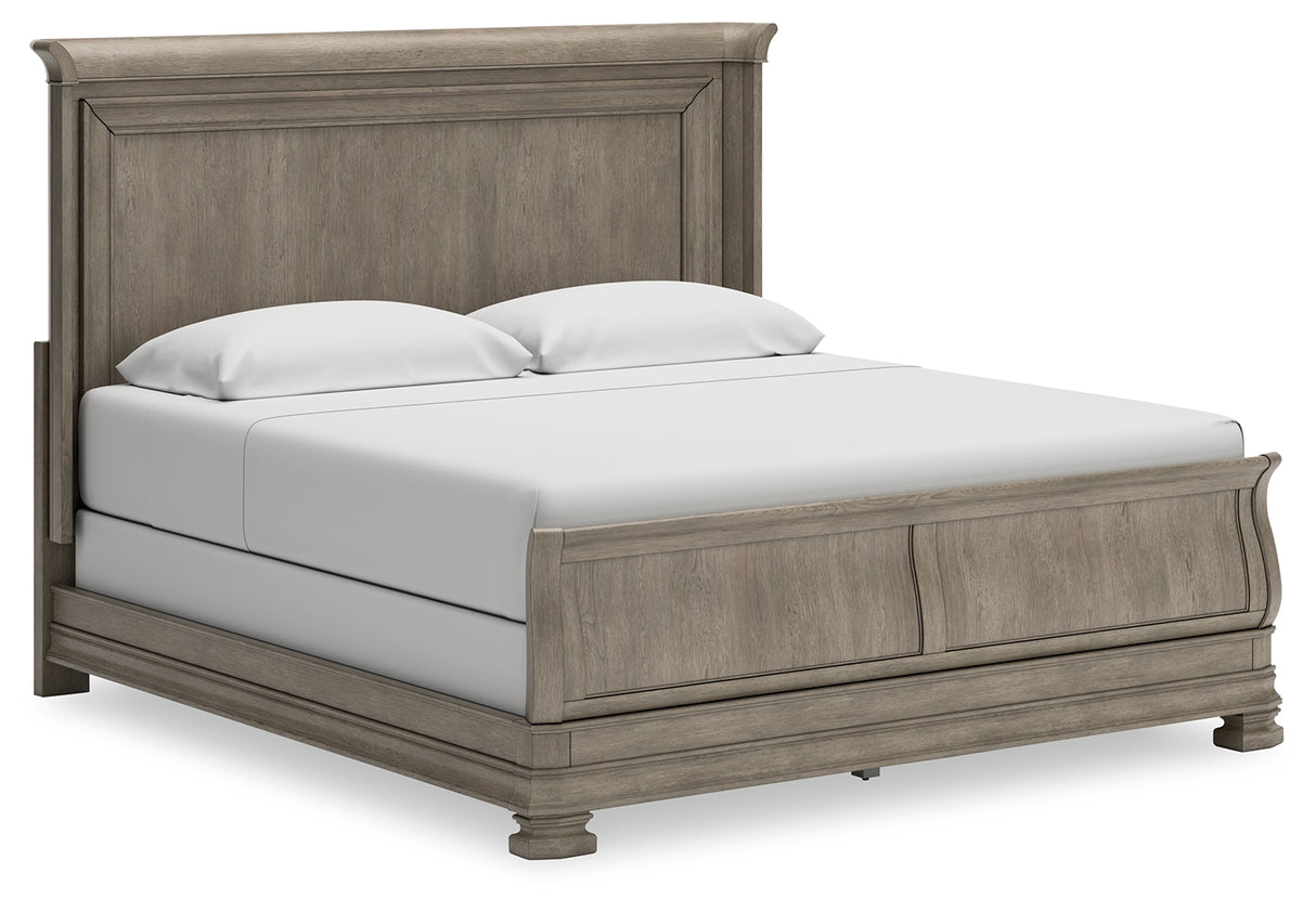 Mega Furniture - Ashley Furniture - Lexorne Bedroom - California King Sleigh Bed / Gray - B924B5