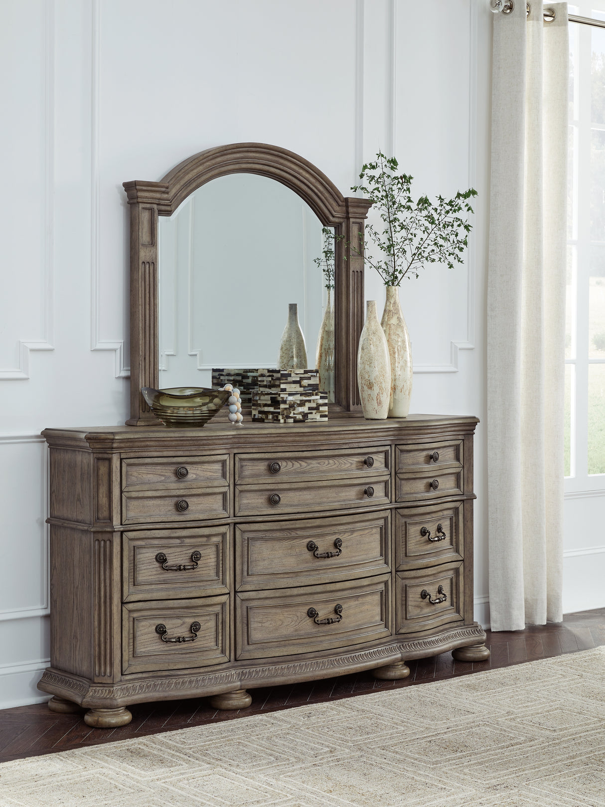 Mega Furniture - Ashley Furniture - Ardenfield Bedroom - Dresser and Mirror / Light Brown - B944B1