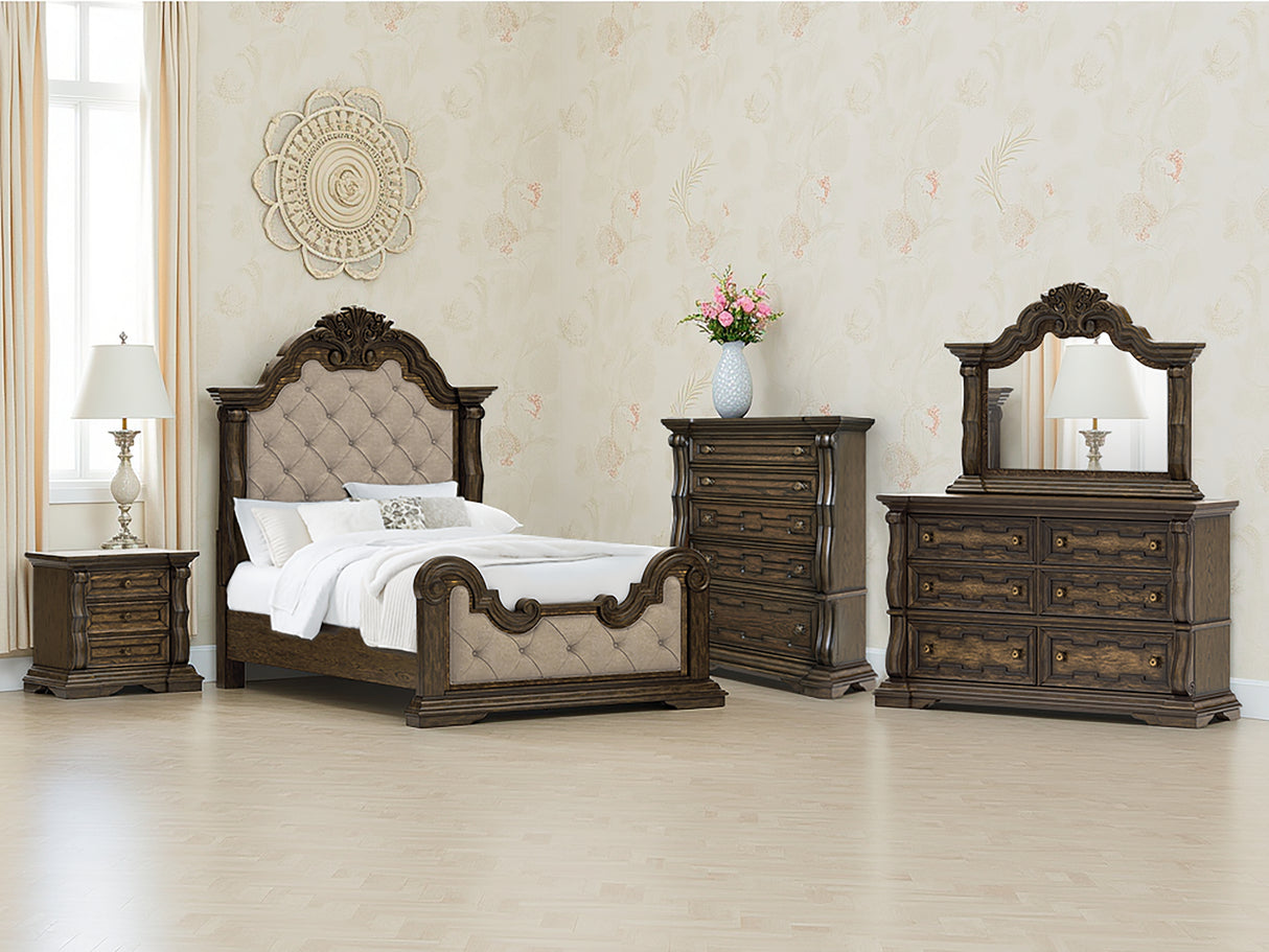 Mega Furniture - Ashley Furniture - Maylee Bedroom - Queen Upholstered Bed / Dark Brown - B947B2