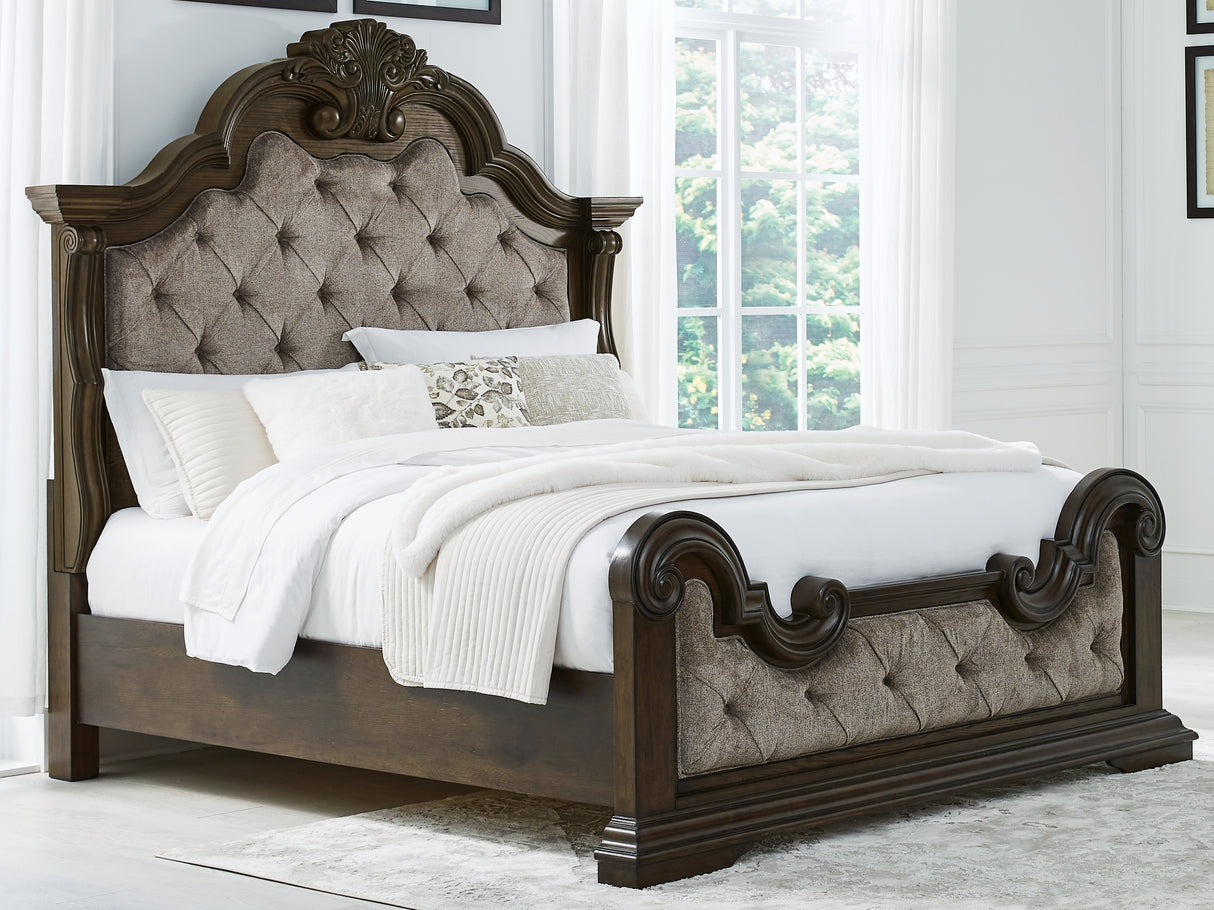 Mega Furniture - Ashley Furniture - Maylee Bedroom - California King Upholstered Bed / Dark Brown - B947B5