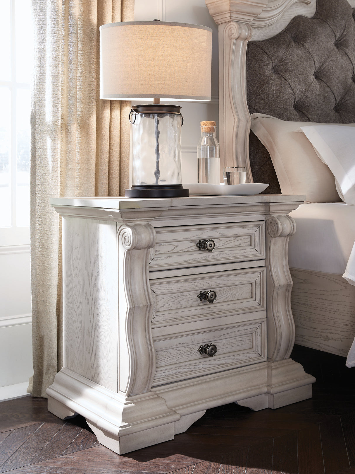 Mega Furniture - Ashley Furniture - Bruchandi Bedroom - Three Drawer Night Stand / Antique White - PCB948-93