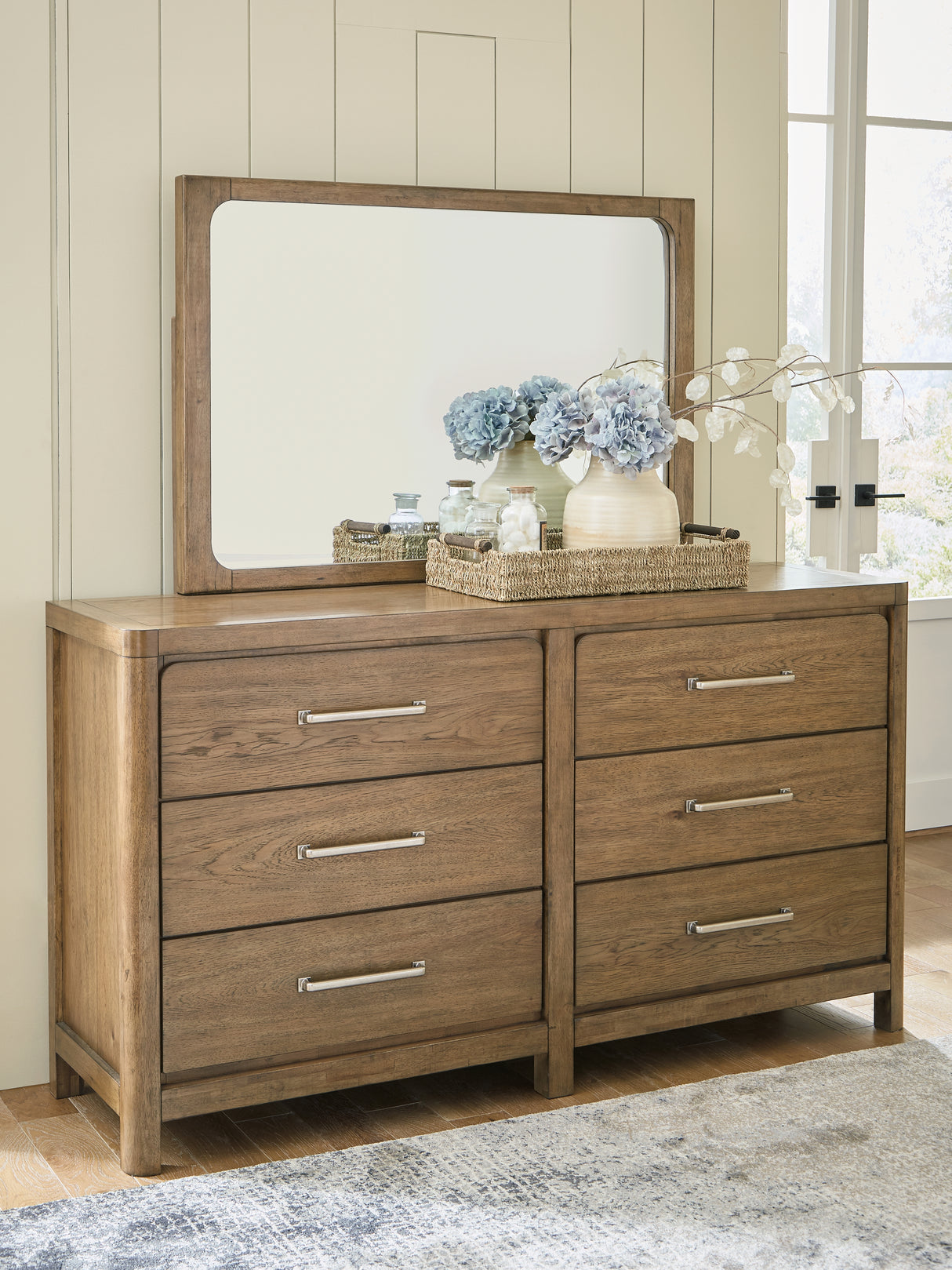 Mega Furniture - Ashley Furniture - Cabalynn Bedroom - Dresser and Mirror / Light Brown - B974B1