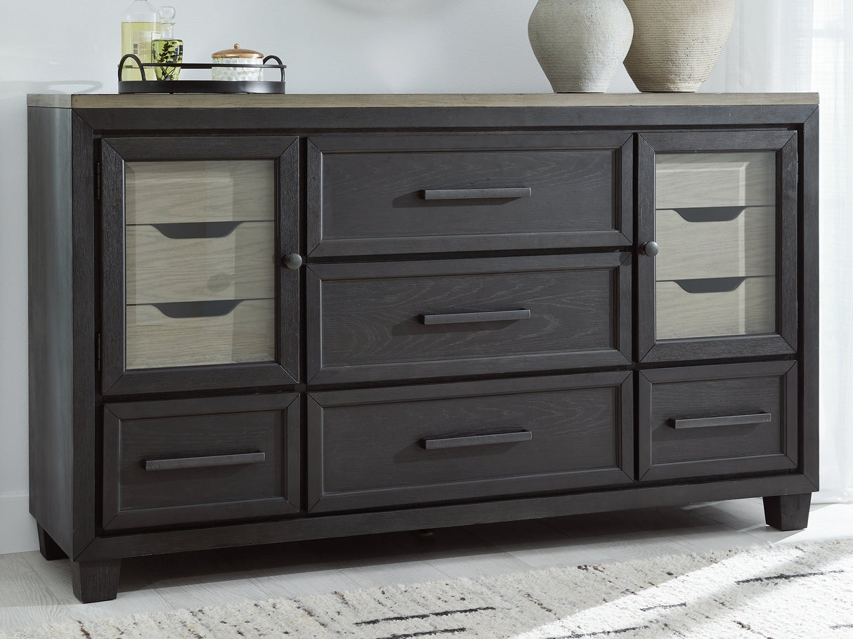 Mega Furniture - Ashley Furniture - Foyland Bedroom - Two Drawer Night Stand / Black/Brown - B989-92