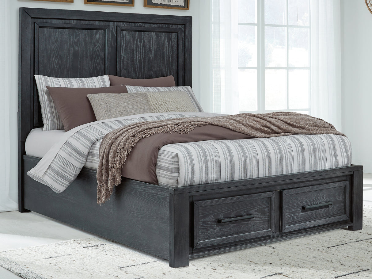 Mega Furniture - Ashley Furniture - Foyland Bedroom - Queen Panel Storage Bed / Black/Brown - B989B2