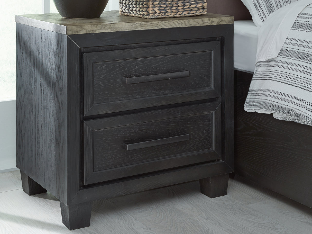 Mega Furniture - Ashley Furniture - Foyland Bedroom - Two Drawer Night Stand / Black/Brown - B989-92