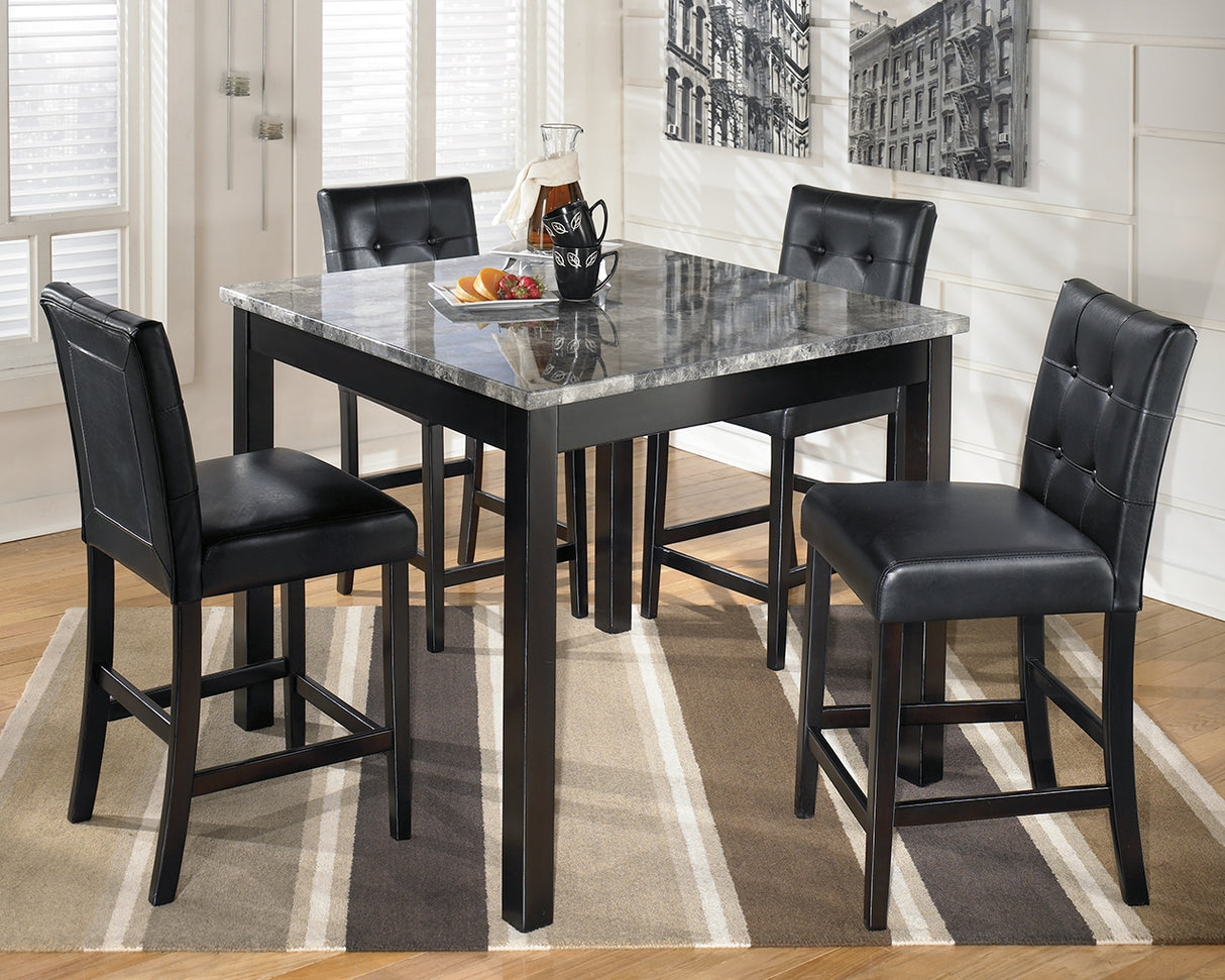 Mega Furniture - Ashley Furniture - Maysville Dining Room - Square Counter TBL Set (5/CN) / Black - D154-223