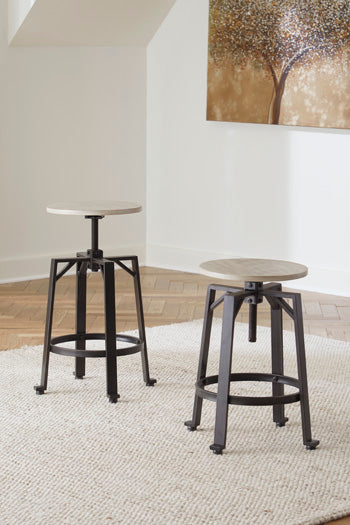 Mega Furniture - Ashley Furniture - Karisslyn Dining Room - Counter Height Stool (Set of 2) / Whitewash/Black - D336-024X2