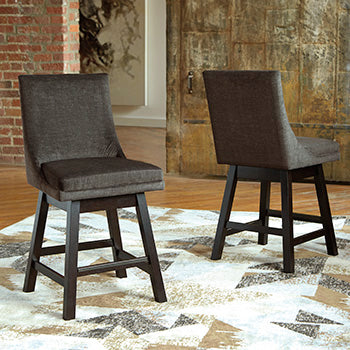 Mega Furniture - Ashley Furniture - Tallenger Dining Room - Counter Height Bar Stool (Set of 2) / Dark Gray - D380-624X2
