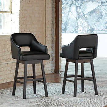 Mega Furniture - Ashley Furniture - Tallenger Dining Room - Bar Height Bar Stool (Set of 2) / Black/Dark Brown - D380-930X2