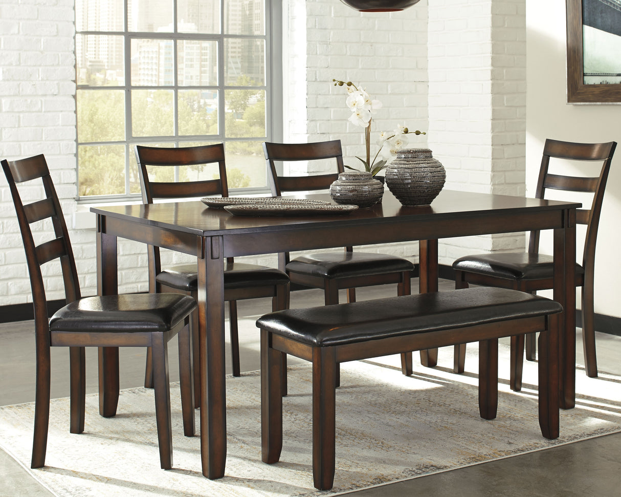 Mega Furniture - Ashley Furniture - Coviar Dining Room - Dining Room Table Set (6/CN) / Brown - D385-325