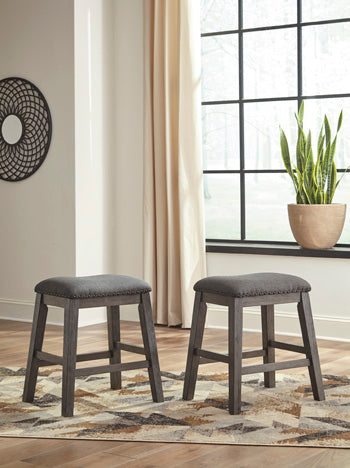 Mega Furniture - Ashley Furniture - Caitbrook Dining Room - Counter Height Upholstered Bar Stool (Set of 2) / Gray - D388-024X2