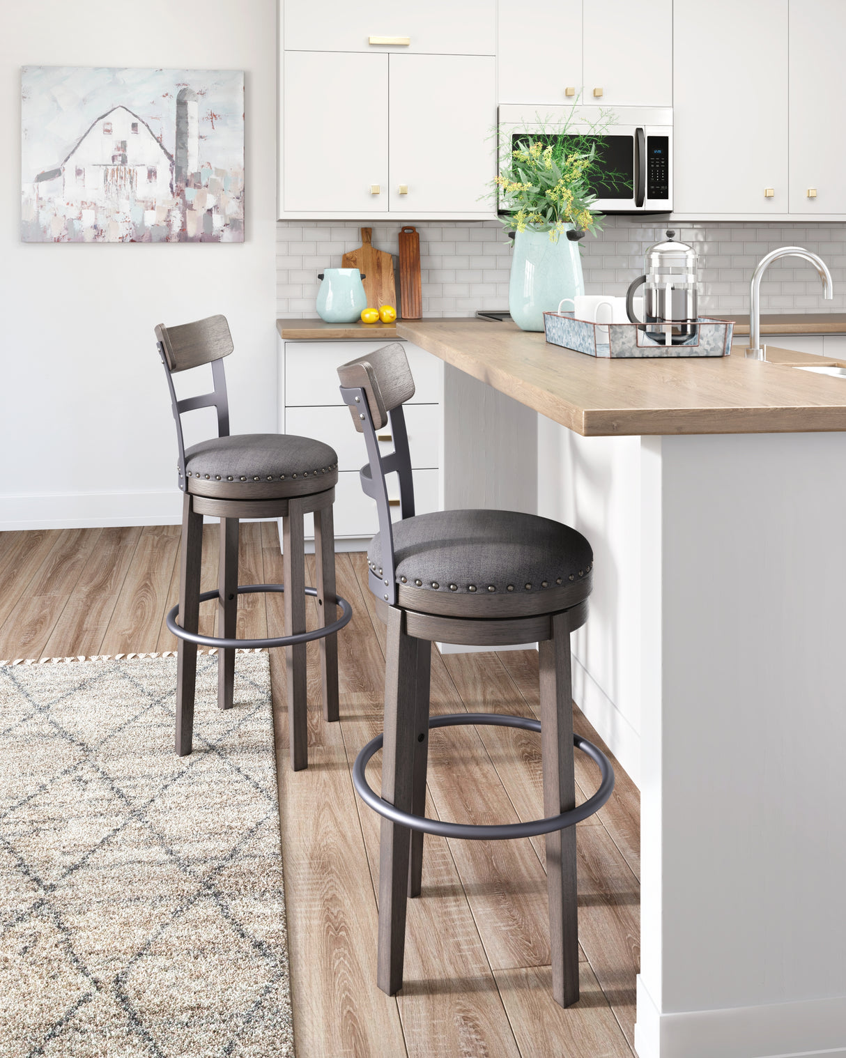 Mega Furniture - Ashley Furniture - Caitbrook Dining Room - Tall UPH Swivel Barstool(1/CN) / Gray - D388-230