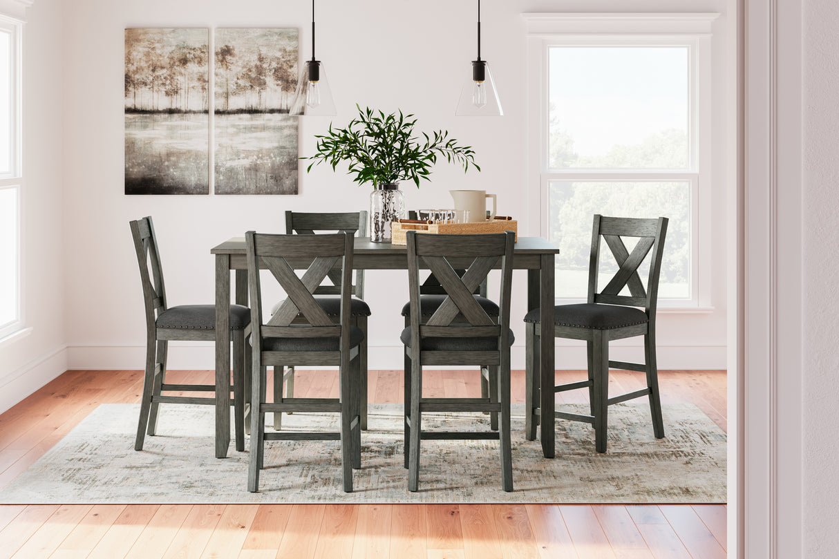 Mega Furniture - Ashley Furniture - Caitbrook Dining Room - RECT DRM Counter TBL Set(7/CN) / Gray - D388-423