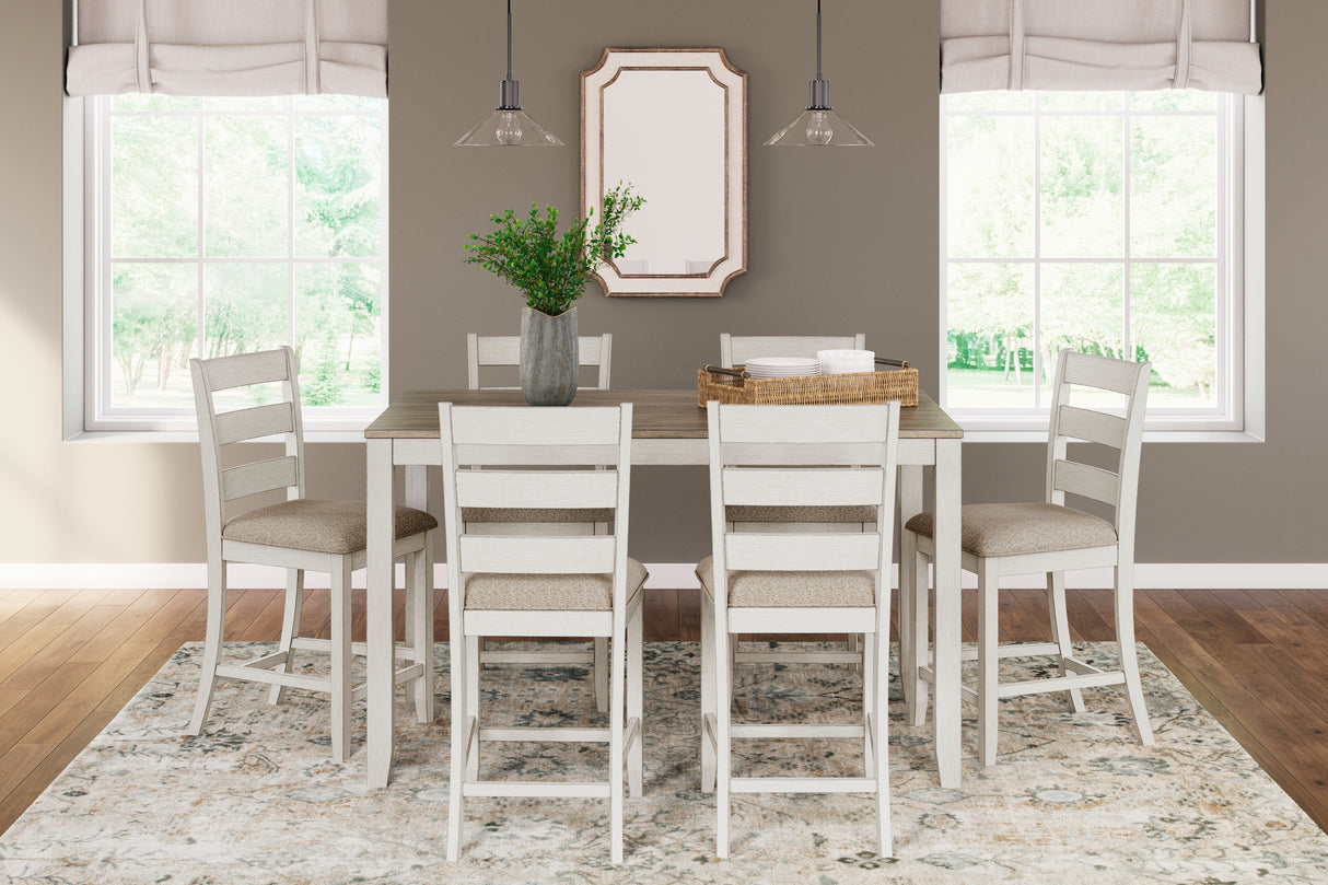 Mega Furniture - Ashley Furniture - Skempton Dining Room - RECT DRM Counter TBL Set(7/CN) / White/Light Brown - D394-423