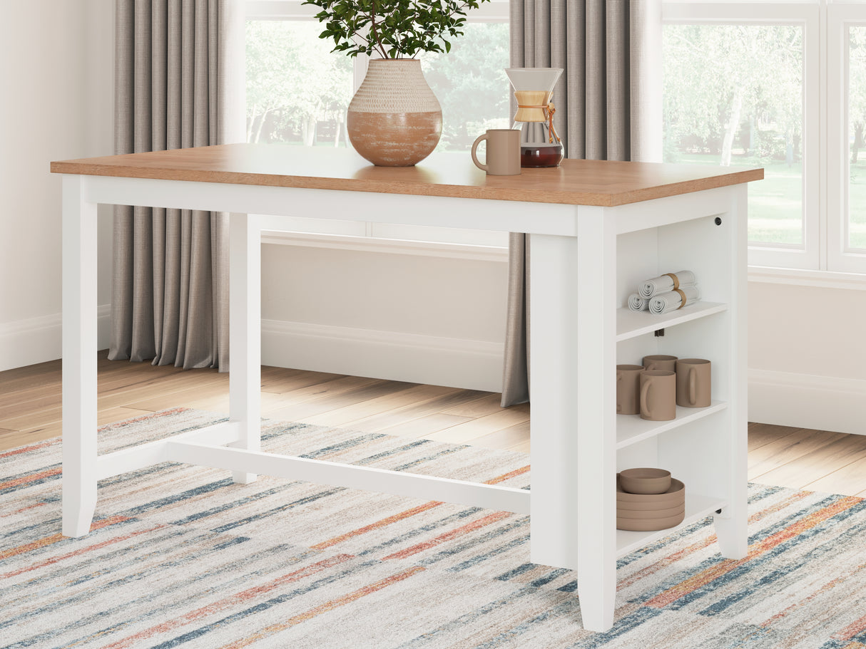 Mega Furniture - Ashley Furniture - Gesthaven Dining Room - RECT Dining Room Counter Table / Natural/White - D398-13