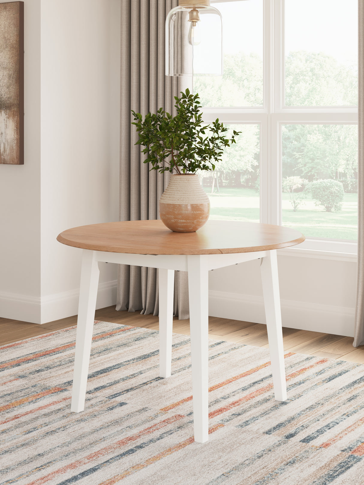 Mega Furniture - Ashley Furniture - Gesthaven Dining Room - Round DRM Drop Leaf Table / Natural/White - D398-15