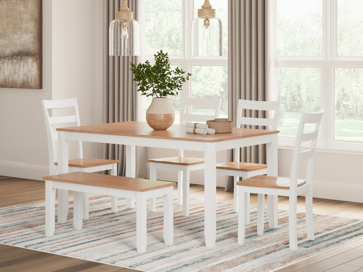 Mega Furniture - Ashley Furniture - Gesthaven Dining Room - Dining Room Table Set (6/CN) / Natural/White - D398-325