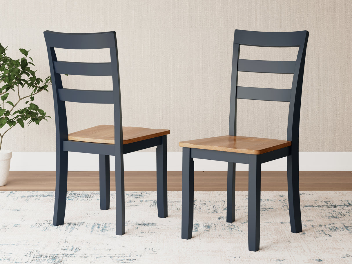 Mega Furniture - Ashley Furniture - Gesthaven Dining Room - Dining Chair (Set of 2) / Natural/Blue - D399-01X2