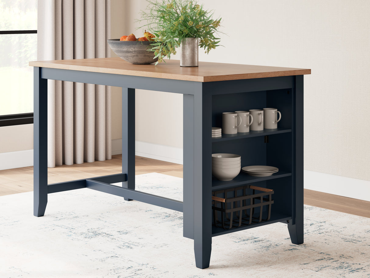 Mega Furniture - Ashley Furniture - Gesthaven Dining Room - RECT Dining Room Counter Table / Natural/Blue - D399-13