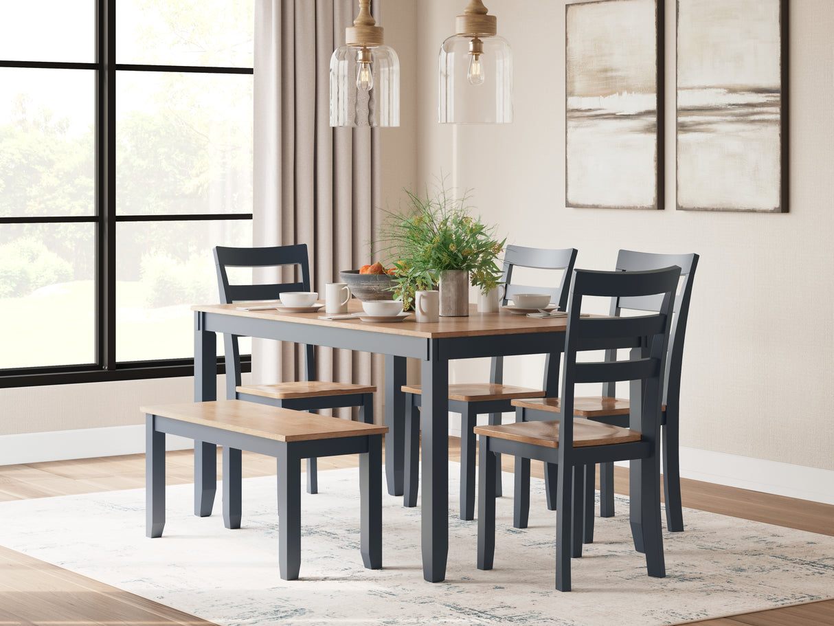 Mega Furniture - Ashley Furniture - Gesthaven Dining Room - Dining Room Table Set (6/CN) / Natural/Blue - D399-325
