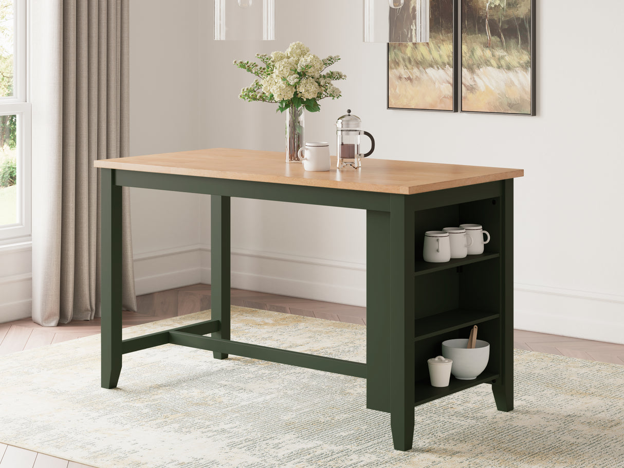 Mega Furniture - Ashley Furniture - Gesthaven Dining Room - RECT Dining Room Counter Table / Natural/Green - D401-13