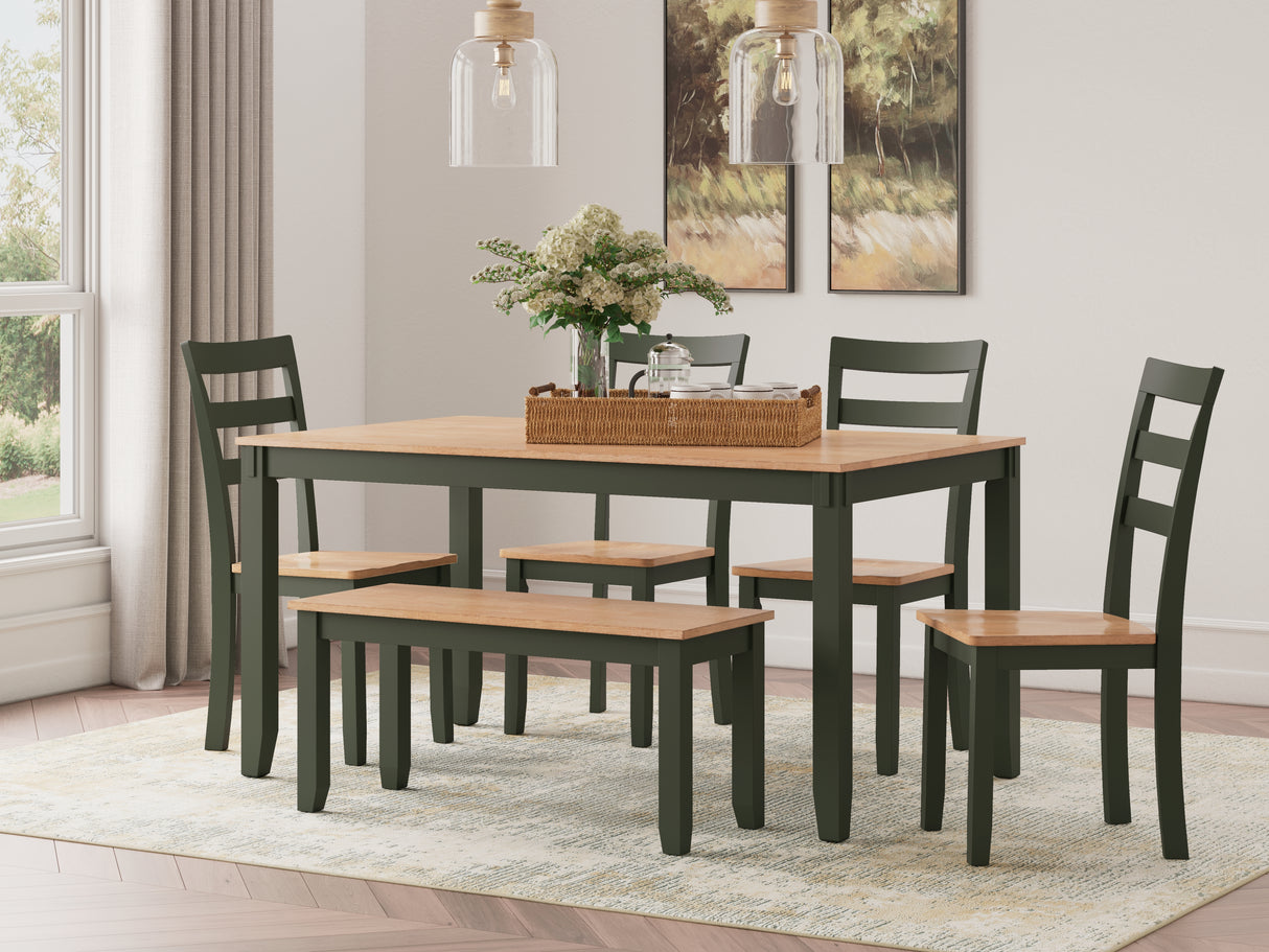 Mega Furniture - Ashley Furniture - Gesthaven Dining Room - Dining Room Table Set (6/CN) / Natural/Green - D401-325