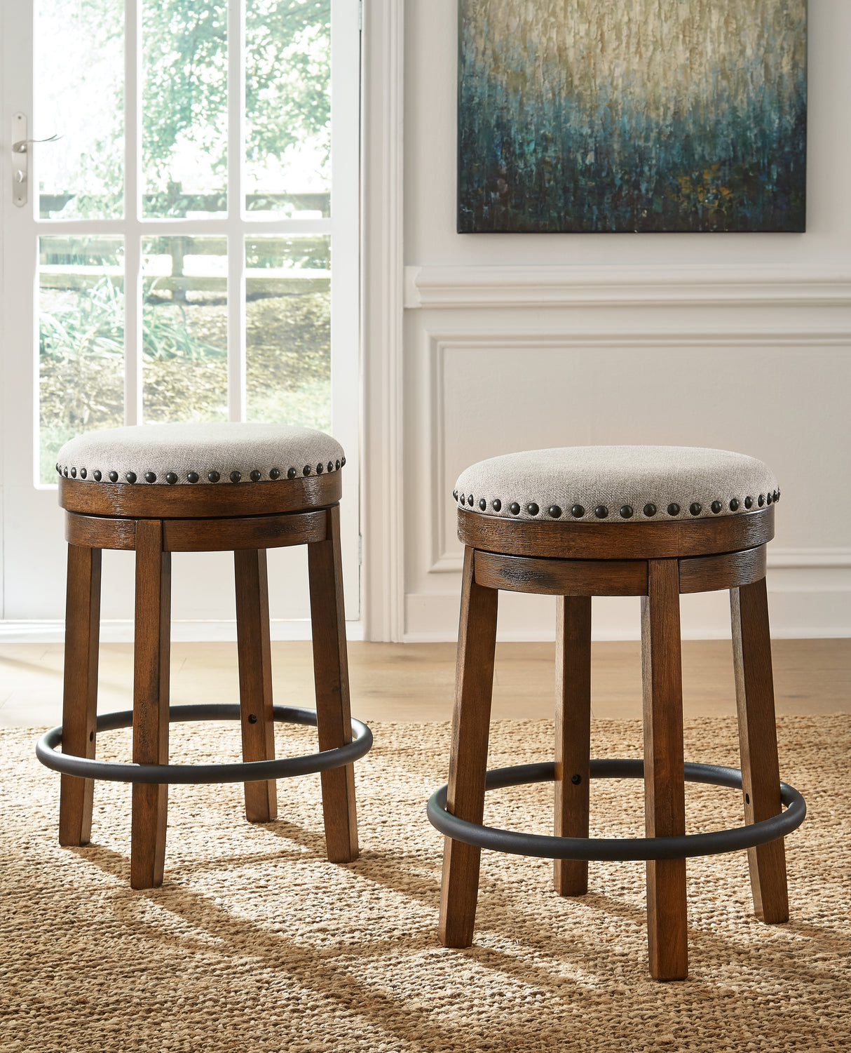 Mega Furniture - Ashley Furniture - Valebeck Dining Room - UPH Swivel Stool (1/CN) / Brown/Black - D546-124
