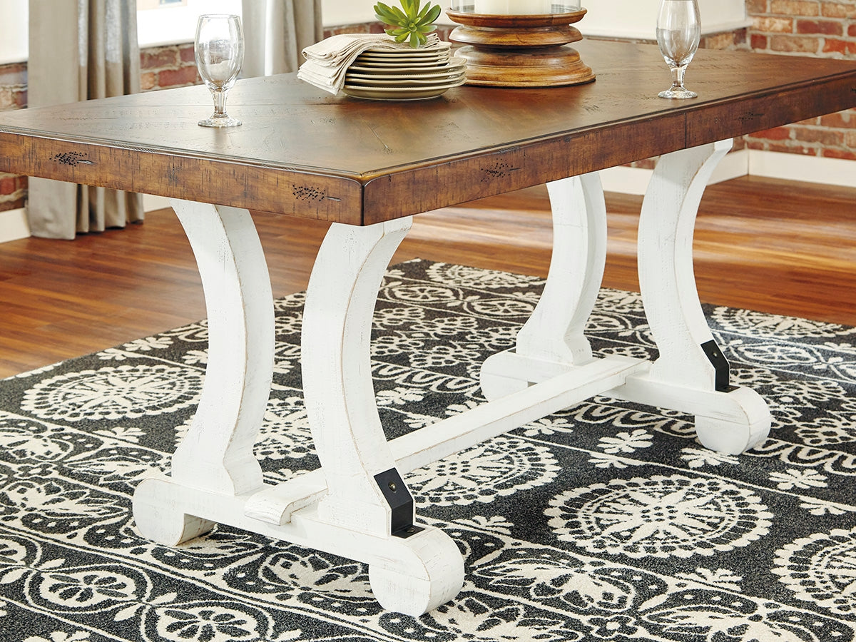 Mega Furniture - Ashley Furniture - Valebeck Dining Room - Rectangular Dining Room Table / White/Brown - D546-35
