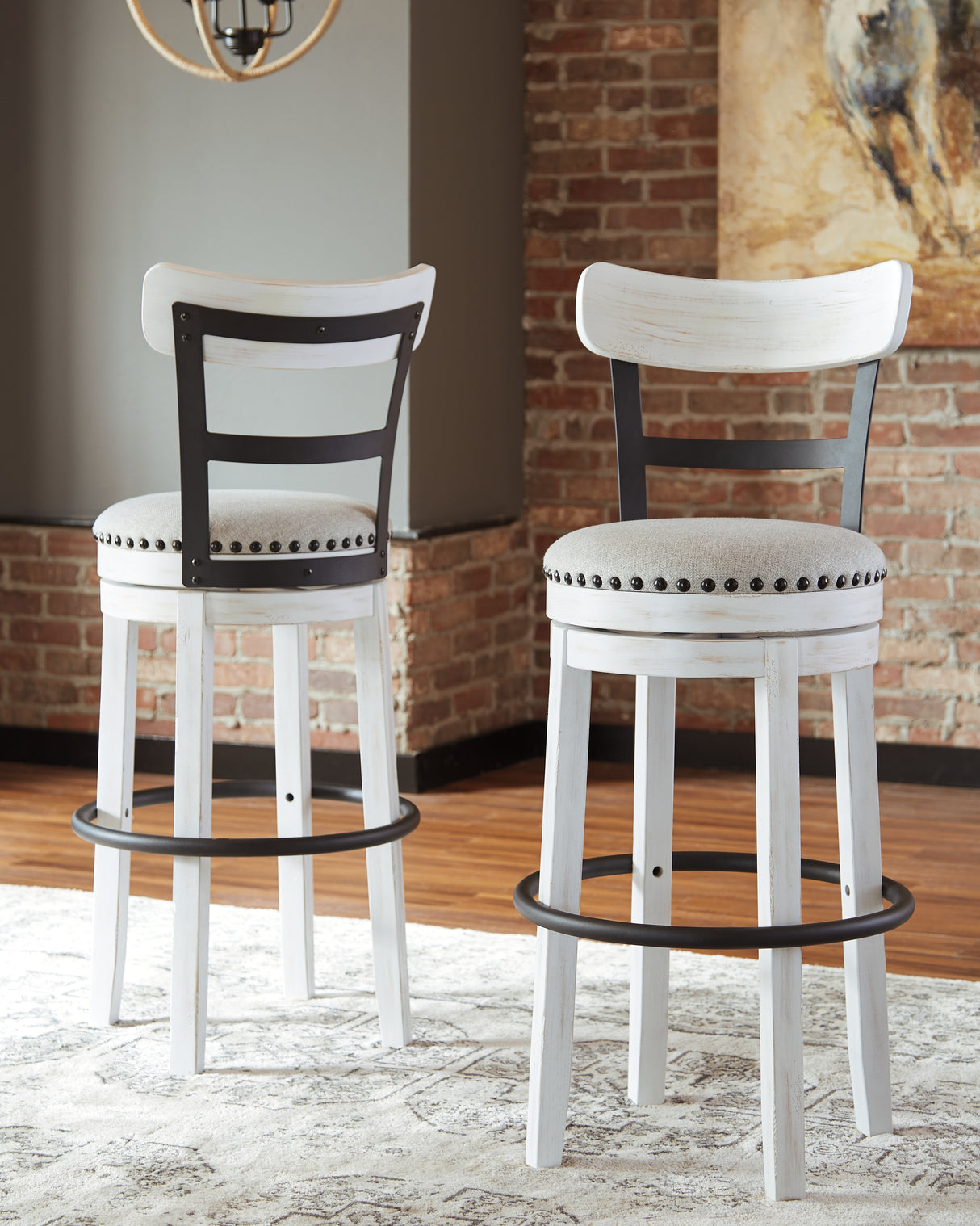 Mega Furniture - Ashley Furniture - Valebeck Dining Room - Tall UPH Swivel Barstool(1/CN) / White - D546-530