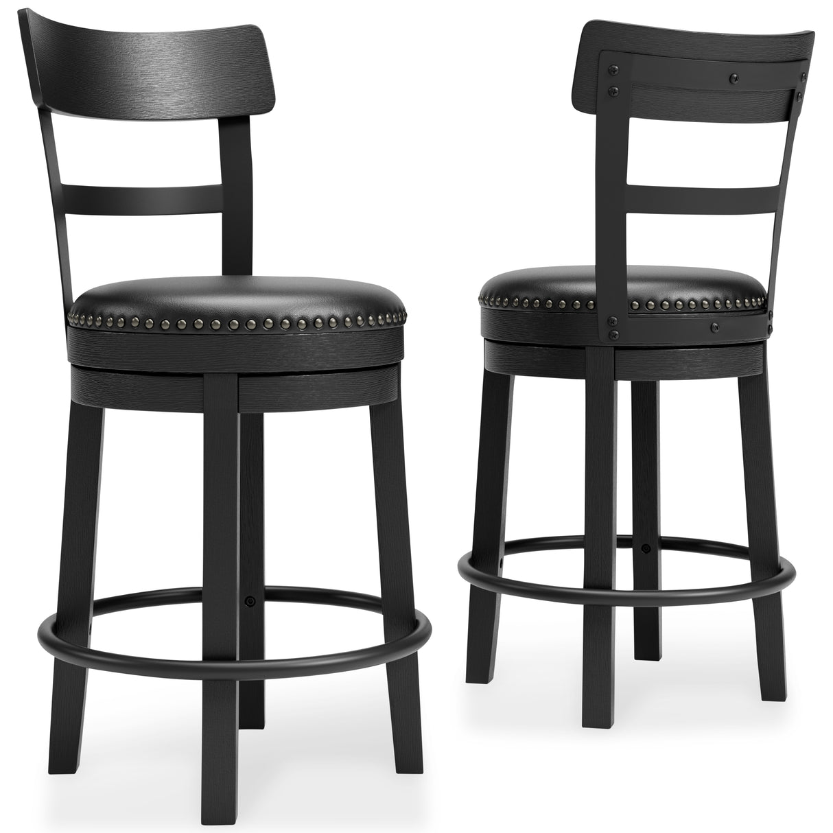 Mega Furniture - Ashley Furniture - Valebeck Dining Room - UPH Swivel Barstool (1/CN) / Black - D546-624