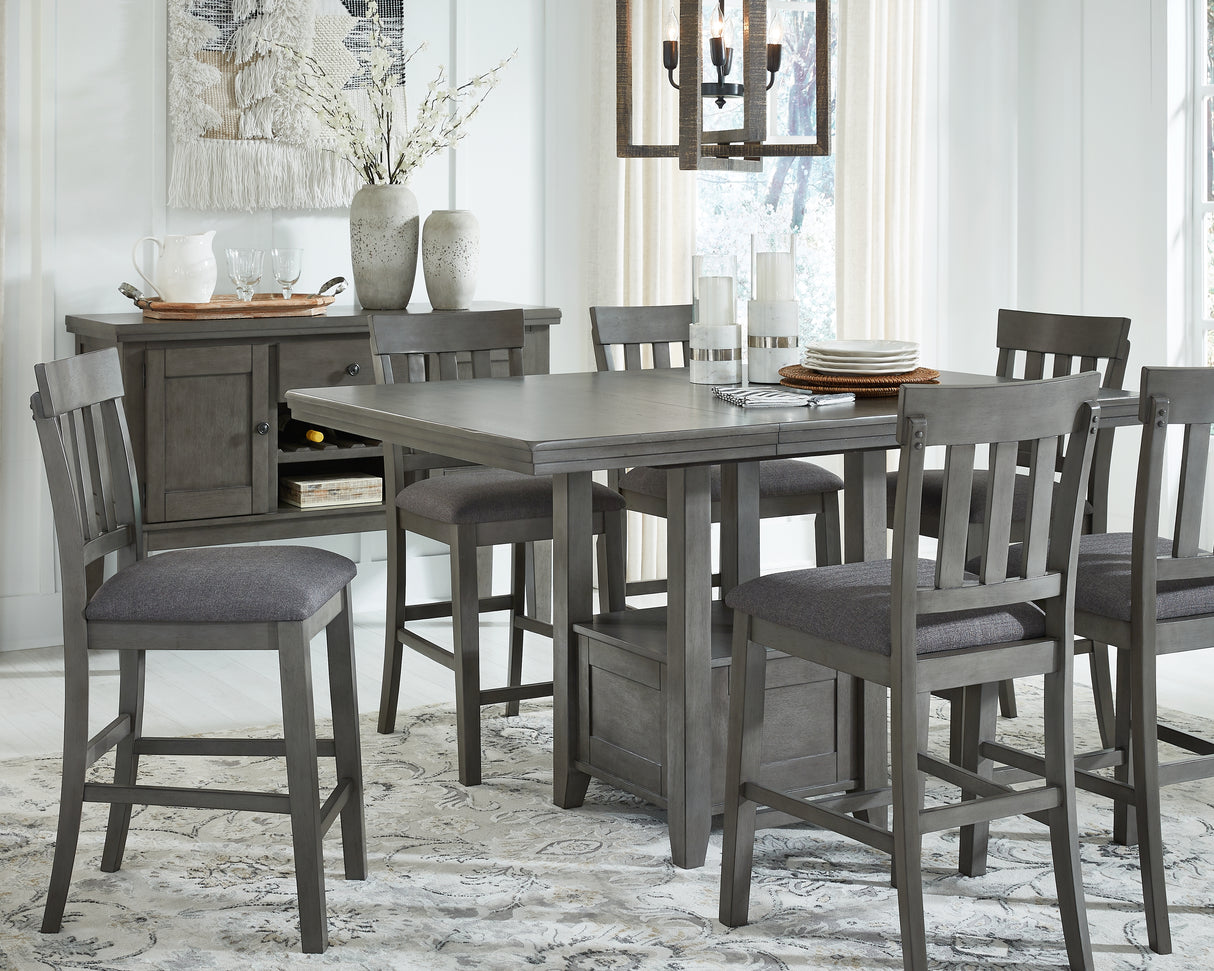 Mega Furniture - Ashley Furniture - Hallanden Dining Room - RECT DRM Counter EXT Table / Gray - D589-42