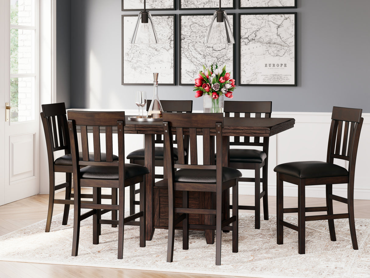 Mega Furniture - Ashley Furniture - Haddigan Dining Room - RECT DRM Counter EXT Table / Dark Brown - D596-42